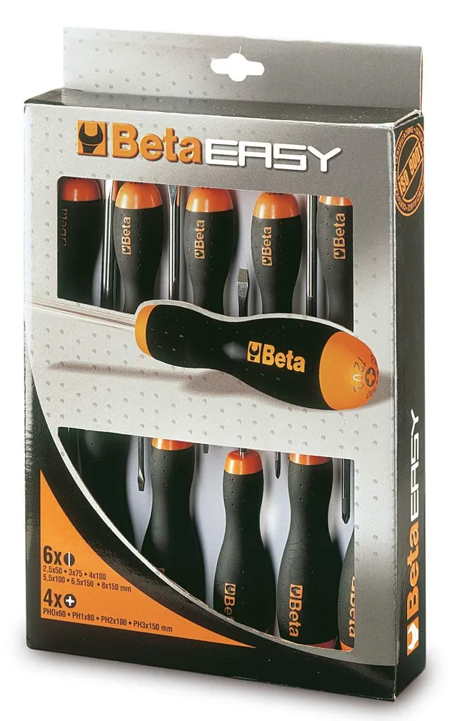 beta-1203-d8-set-8-giraviti-cromati-con-punta-nera-teste-piatte-e-phillips-impug image 1