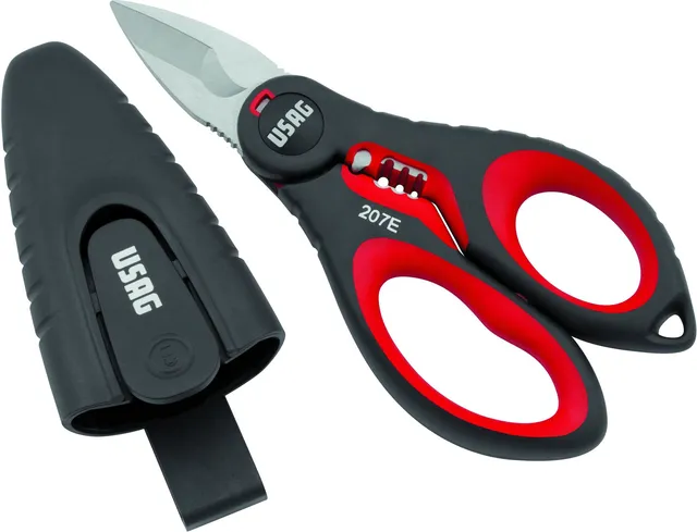 usag-207-e-forbice-professionale-per-elettricisti-in-acciaio-inox-con-tagliacavi image 1