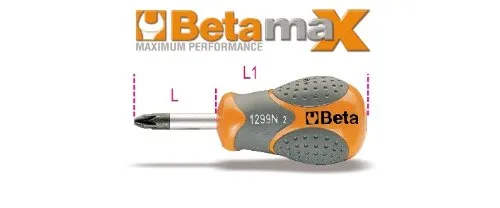 beta-1299n-pzk-2-pozidriv-supadriv-pz2-stubby-screwdriver-black-chrome-30-mm image 1