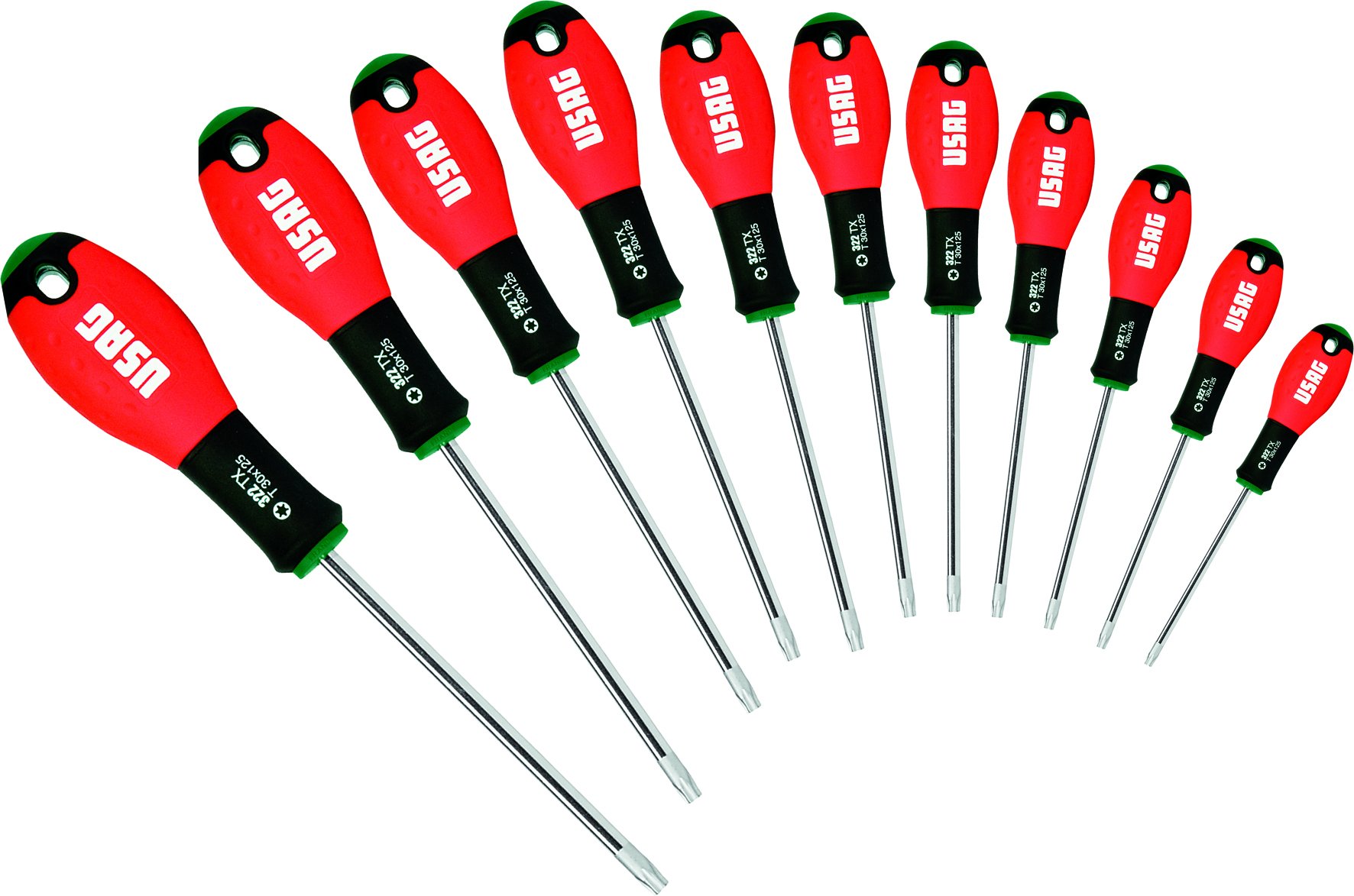 usag-322-tx-s11-serie-di-11-cacciaviti-torx-t6-t40-con-impugnatura-bimateriale-l image 1