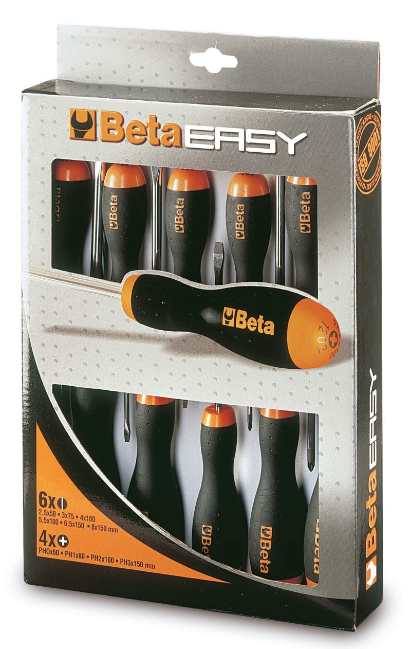 beta-1203-d8-set-8-giraviti-cromati-con-punta-nera-teste-piatte-e-phillips-impug image 1