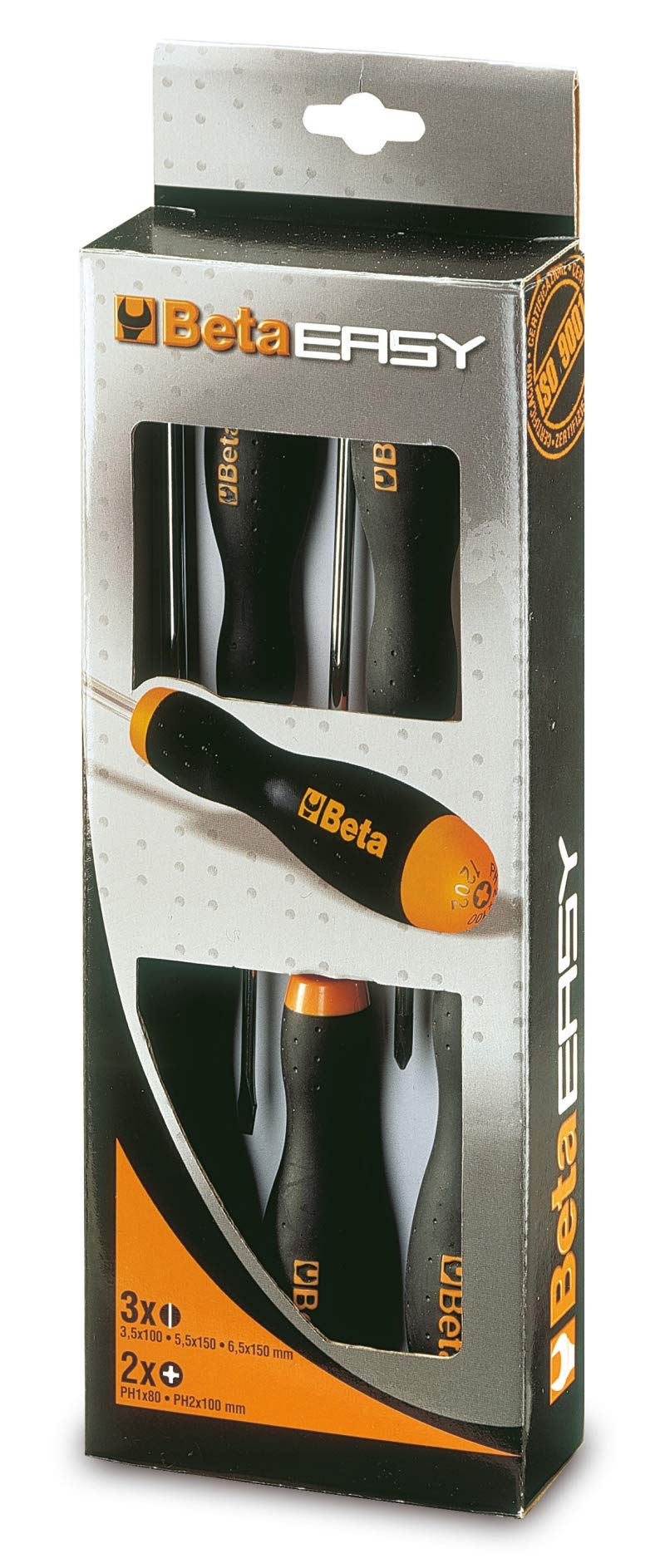 beta-1203-d8-set-8-giraviti-cromati-con-punta-nera-teste-piatte-e-phillips-impug image 2
