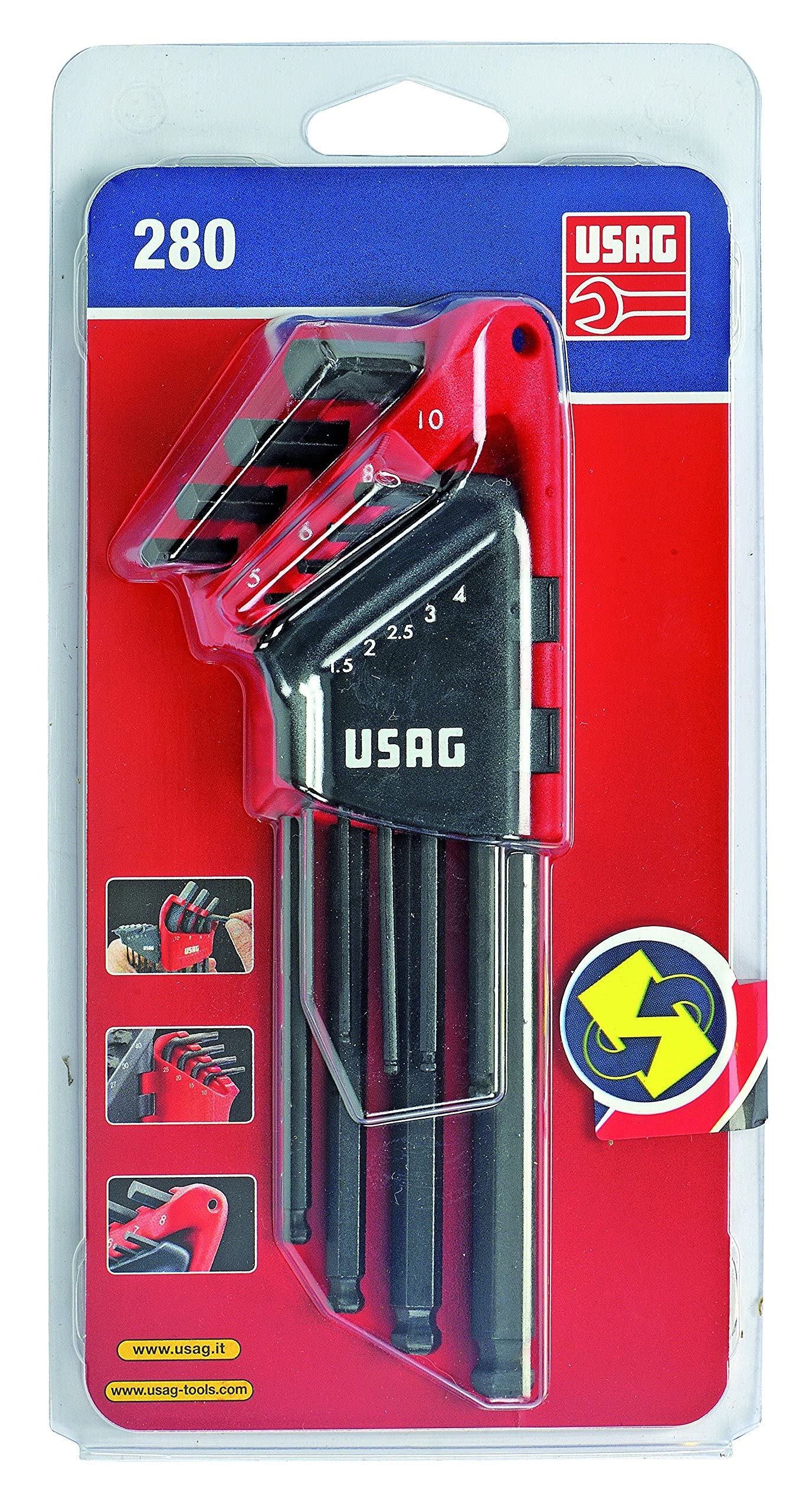 usag-280-lts-s9-set-di-9-chiavi-a-brugola-maschio-esagonali-lunghe-con-testa-sfe image 3